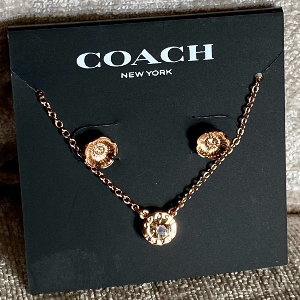Coach Open Circle Necklace and Stud Earring Set - Picture 1 of 13